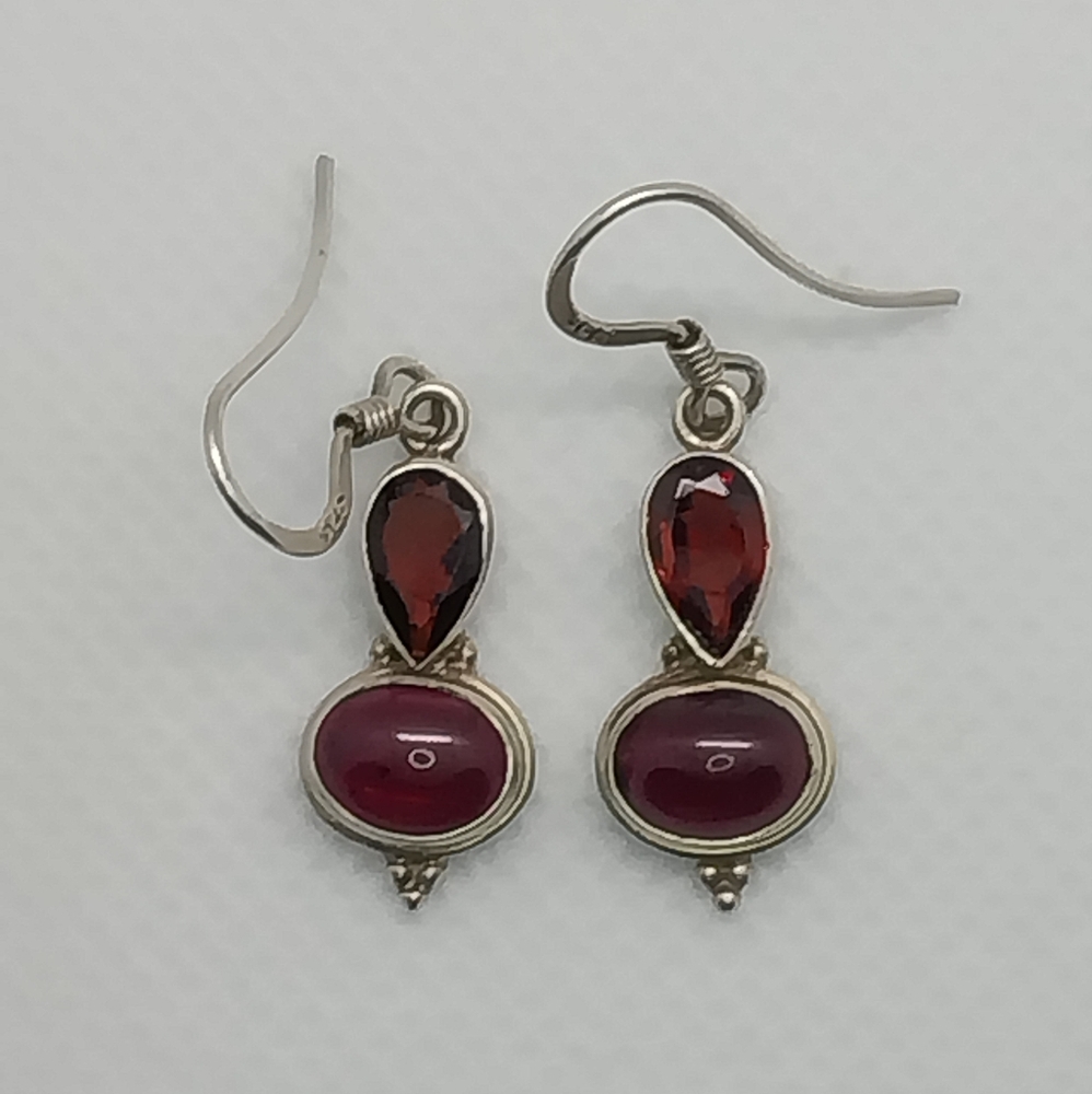 Vintage Sterling Silver Garnet Earrings